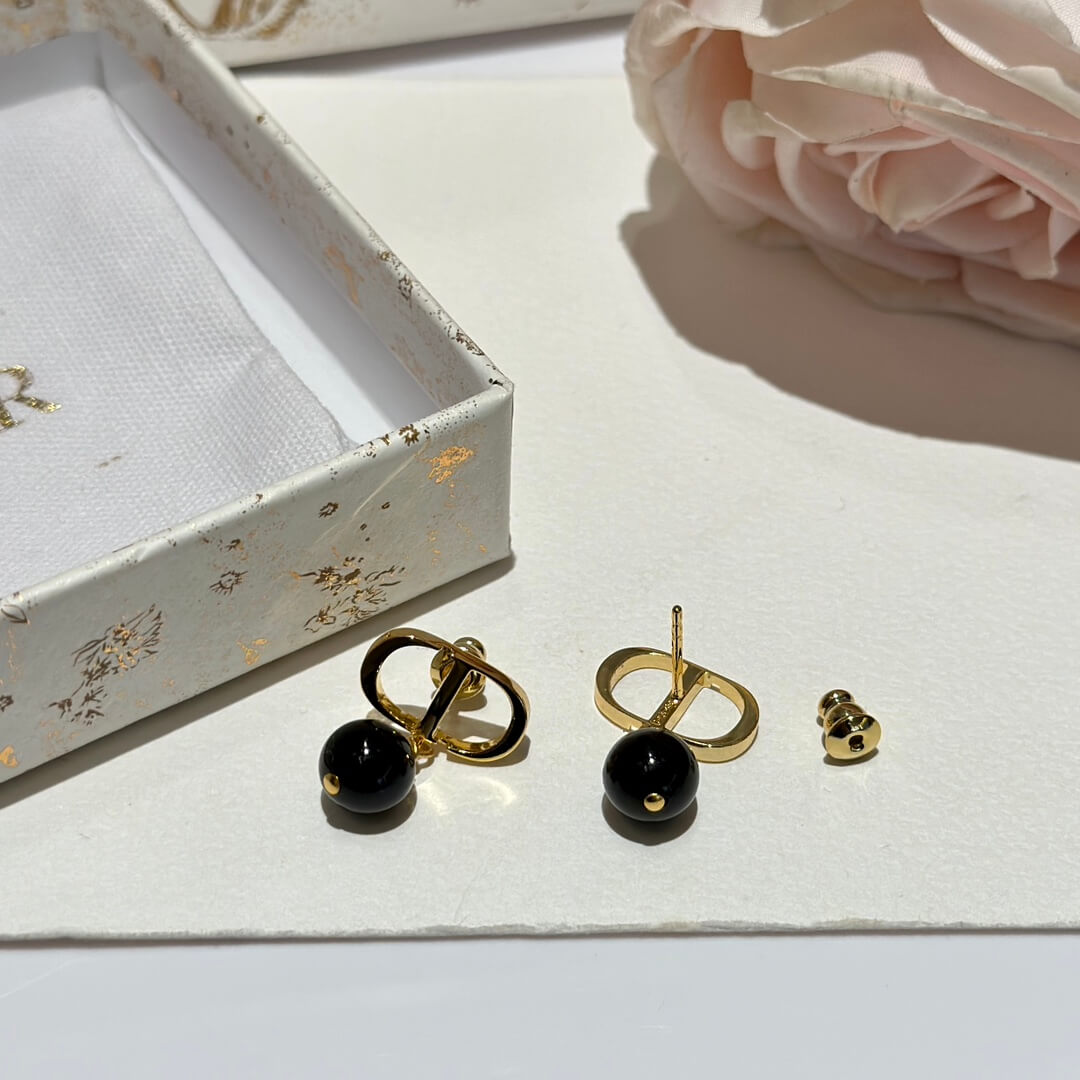 gold cd black beads exquisite versatile fashion earrings ehc27