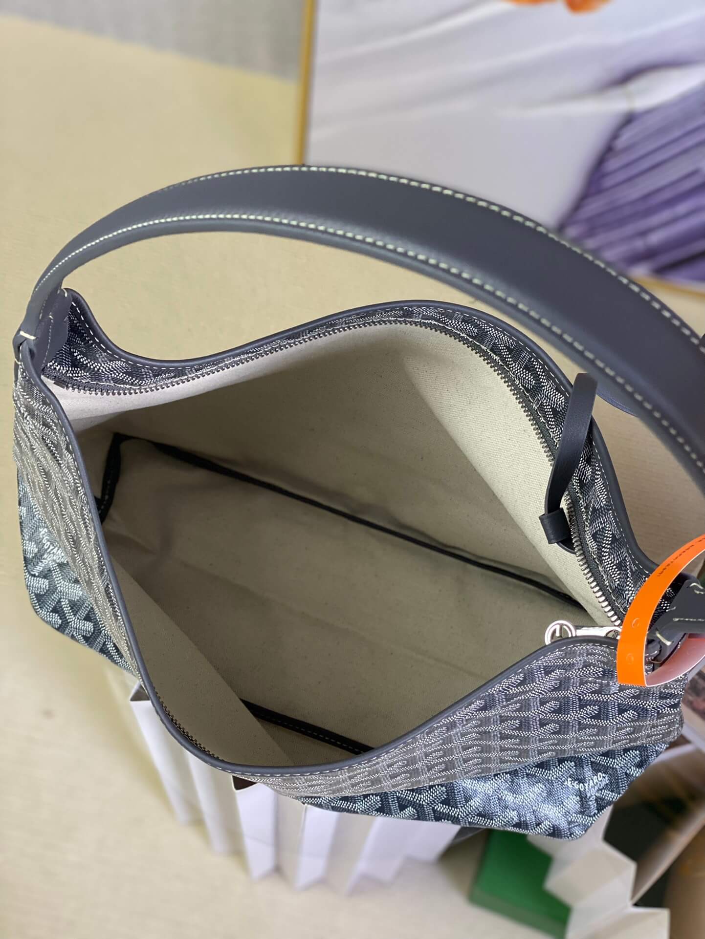 goyar boheme hobo handbag 020223 grey