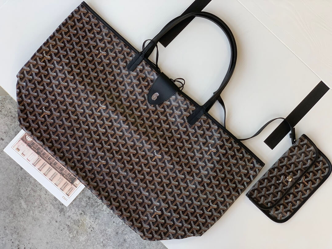 goyard saint louis gm bag tote handbag black 020144