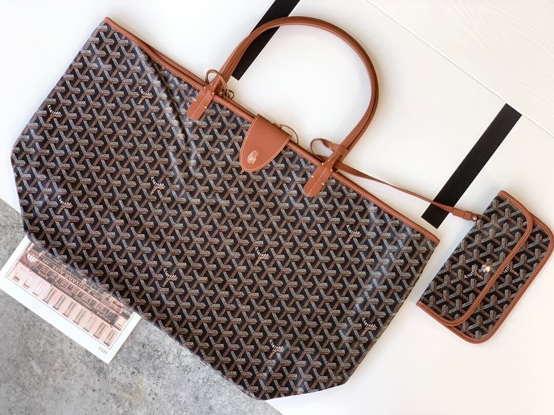 goyard saint louis gm bag tote handbag brown 020144