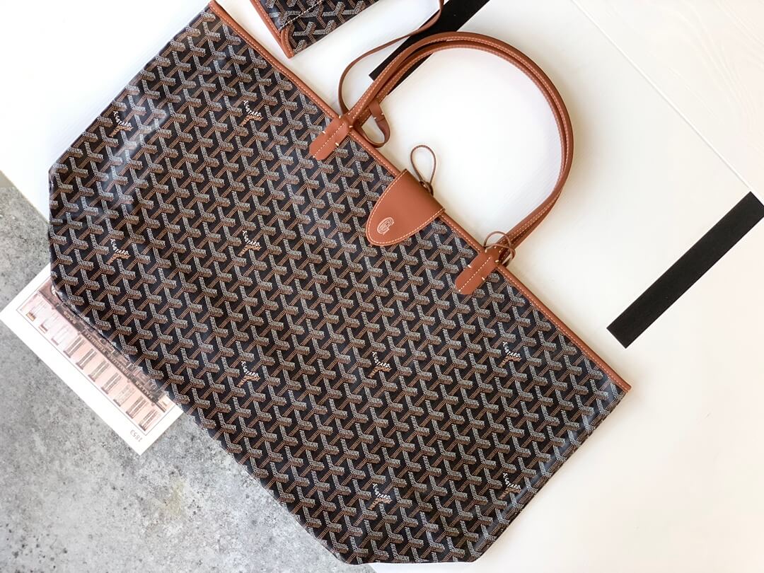 goyard saint louis gm bag tote handbag brown 020144