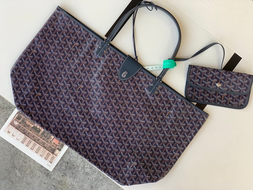 goyard saint louis gm bag tote handbag navy blue 020144