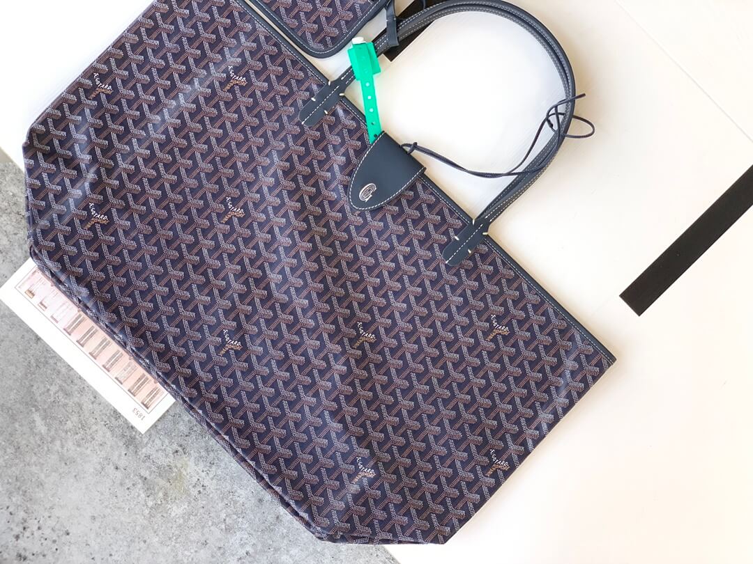 goyard saint louis gm bag tote handbag navy blue 020144