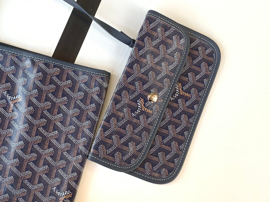 goyard saint louis gm bag tote handbag navy blue 020144