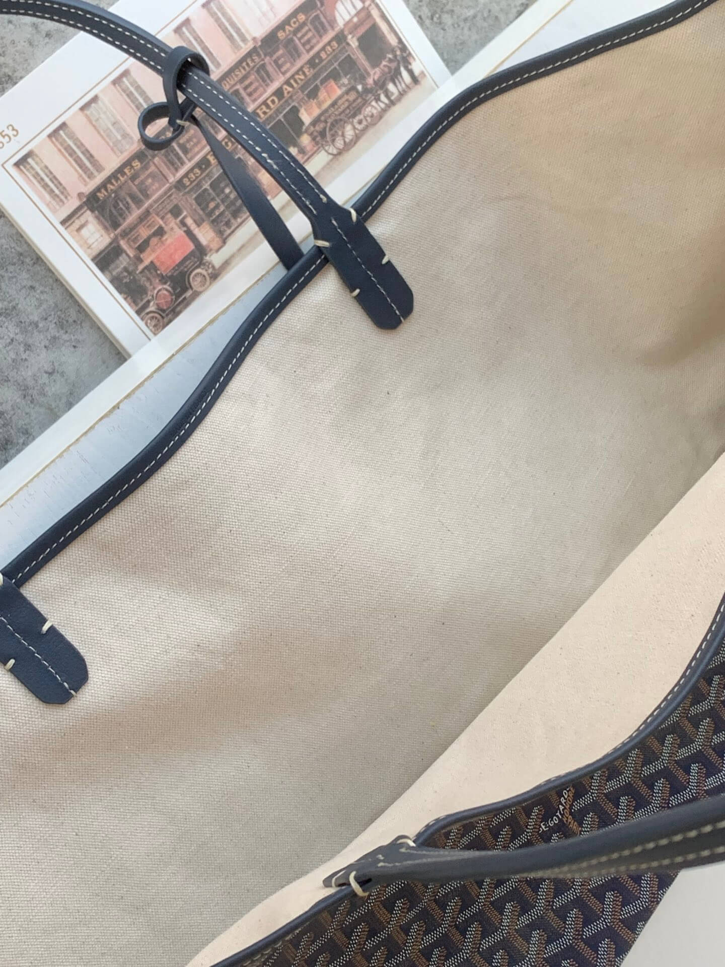 goyard saint louis gm bag tote handbag navy blue 020144