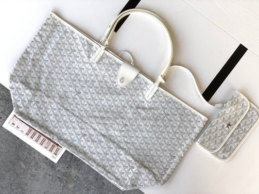 goyard saint louis gm bag tote handbag white 020144