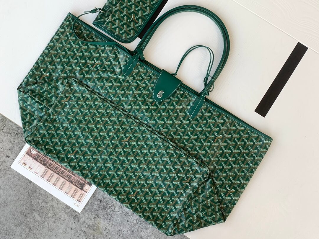 goyard saint louis gm bag tote handbag green 020144