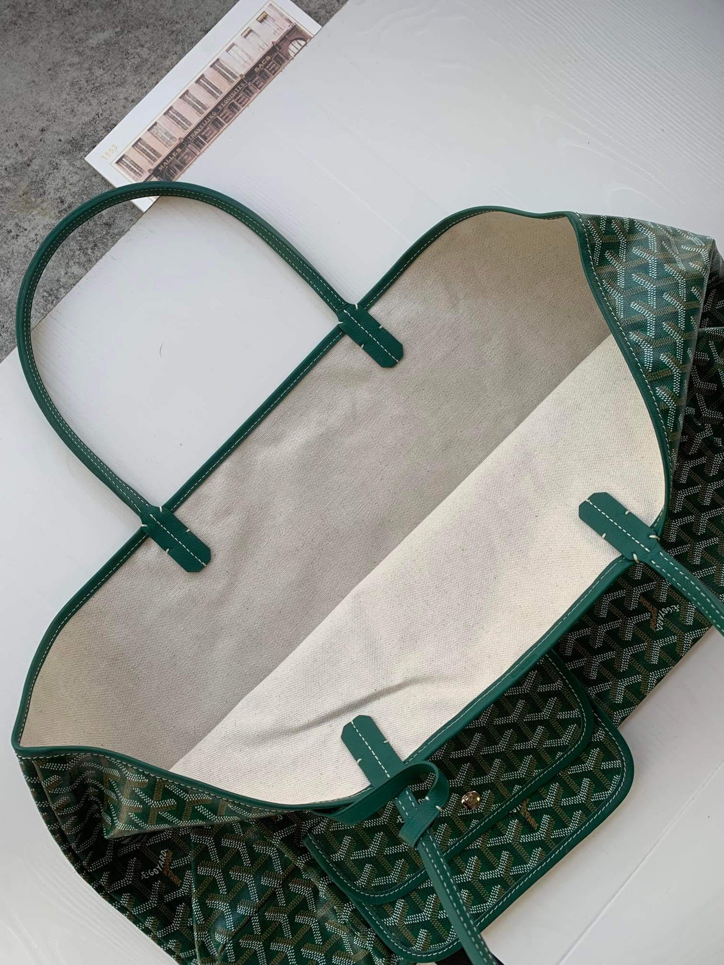 goyard saint louis gm bag tote handbag green 020144