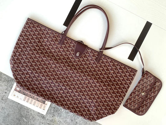 goyard saint louis gm bag tote handbag maroon 020144