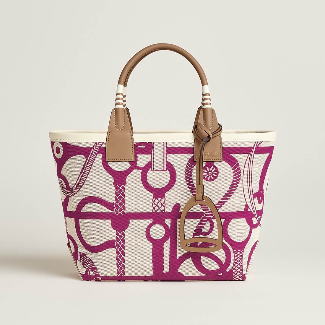 hm steeple 25 handbag h plume canvas swift calfskin hm24030701 rose red