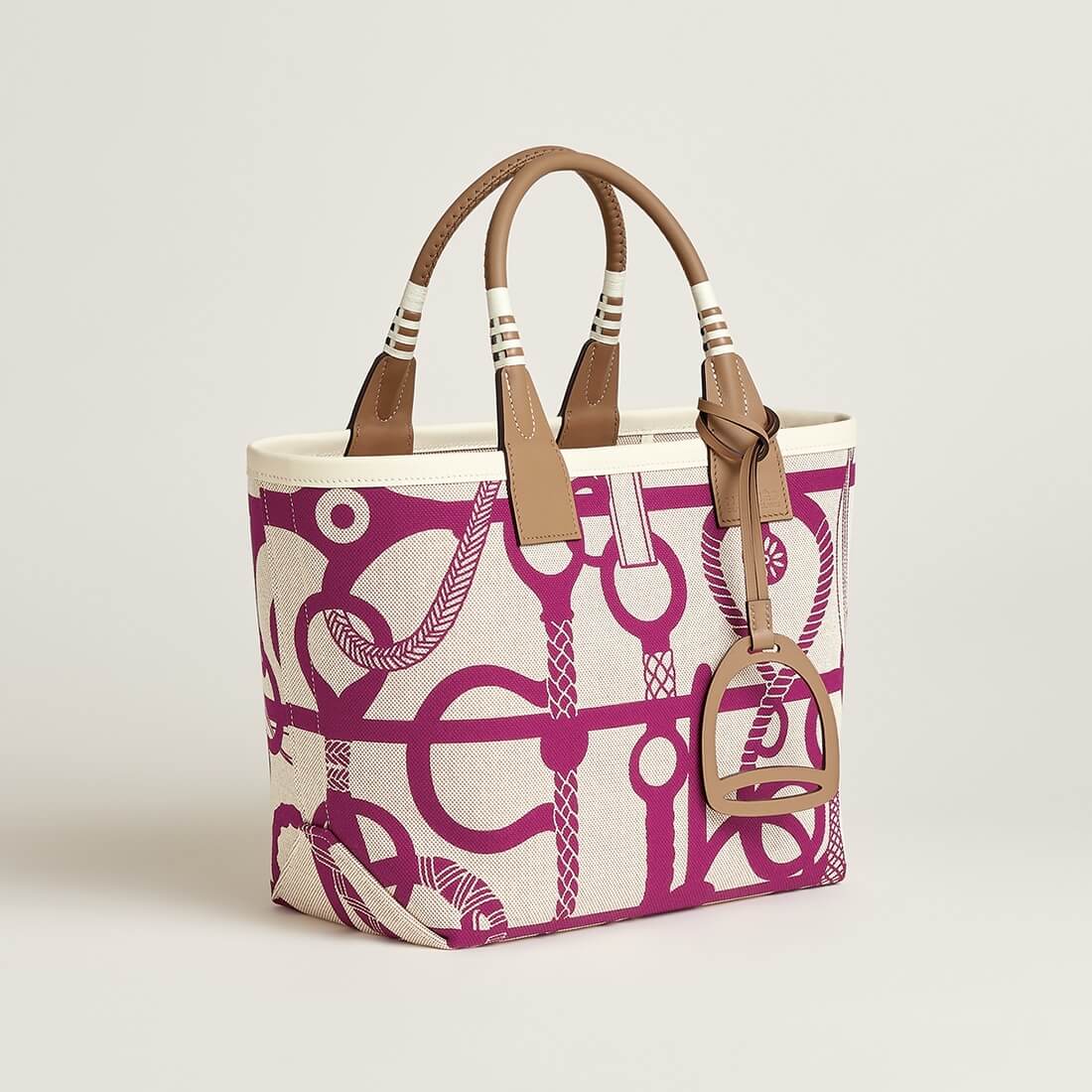 hm steeple 25 handbag h plume canvas swift calfskin hm24030701 rose red