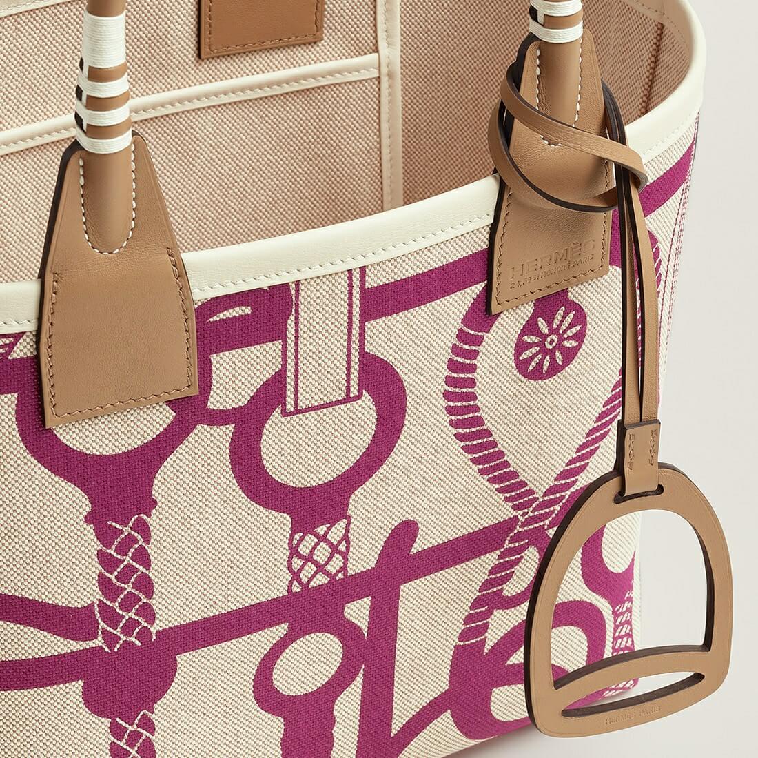 hm steeple 25 handbag h plume canvas swift calfskin hm24030701 rose red