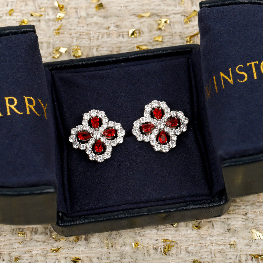 HW Red Diamond Loop Garden Earrings MLD2401
