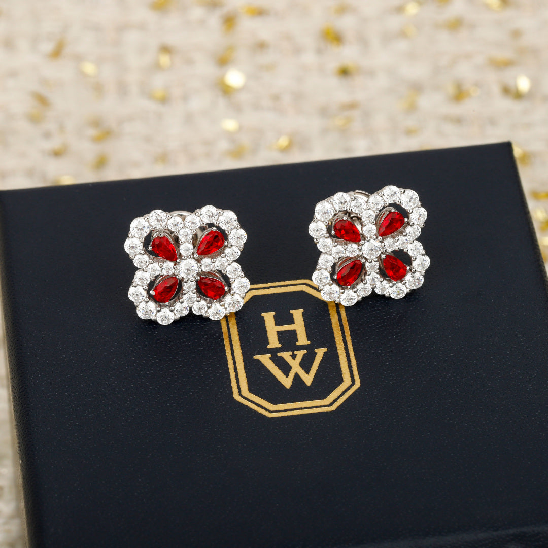HW Red Diamond Loop Garden Earrings MLD2401