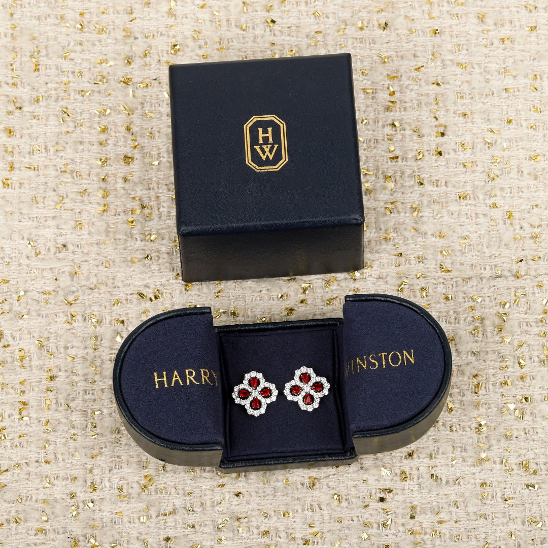 HW Red Diamond Loop Garden Earrings MLD2401