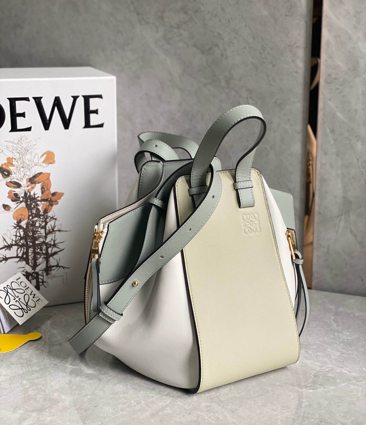 hammock bag shoulder bag 2022 new color grey green cowhide leather id216