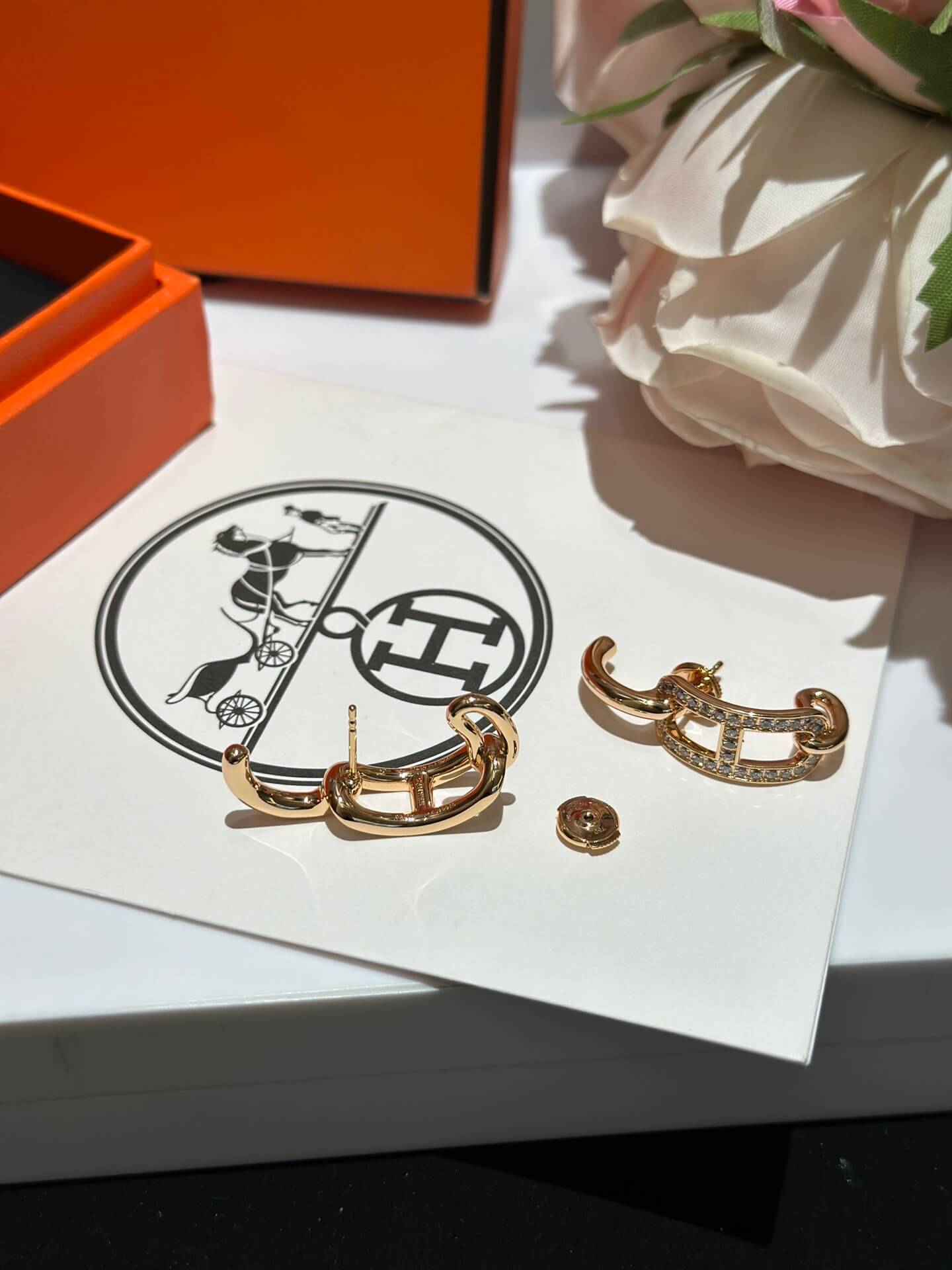 herm e s new anchor chain with diamond embedding high grade light luxury ring earrings ehc29