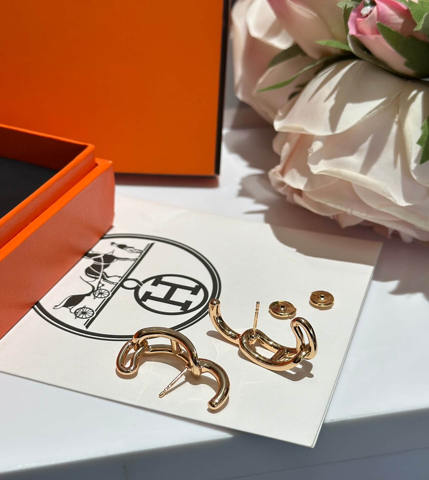 herm e s new anchor chain with diamond embedding high grade light luxury ring earrings ehc29