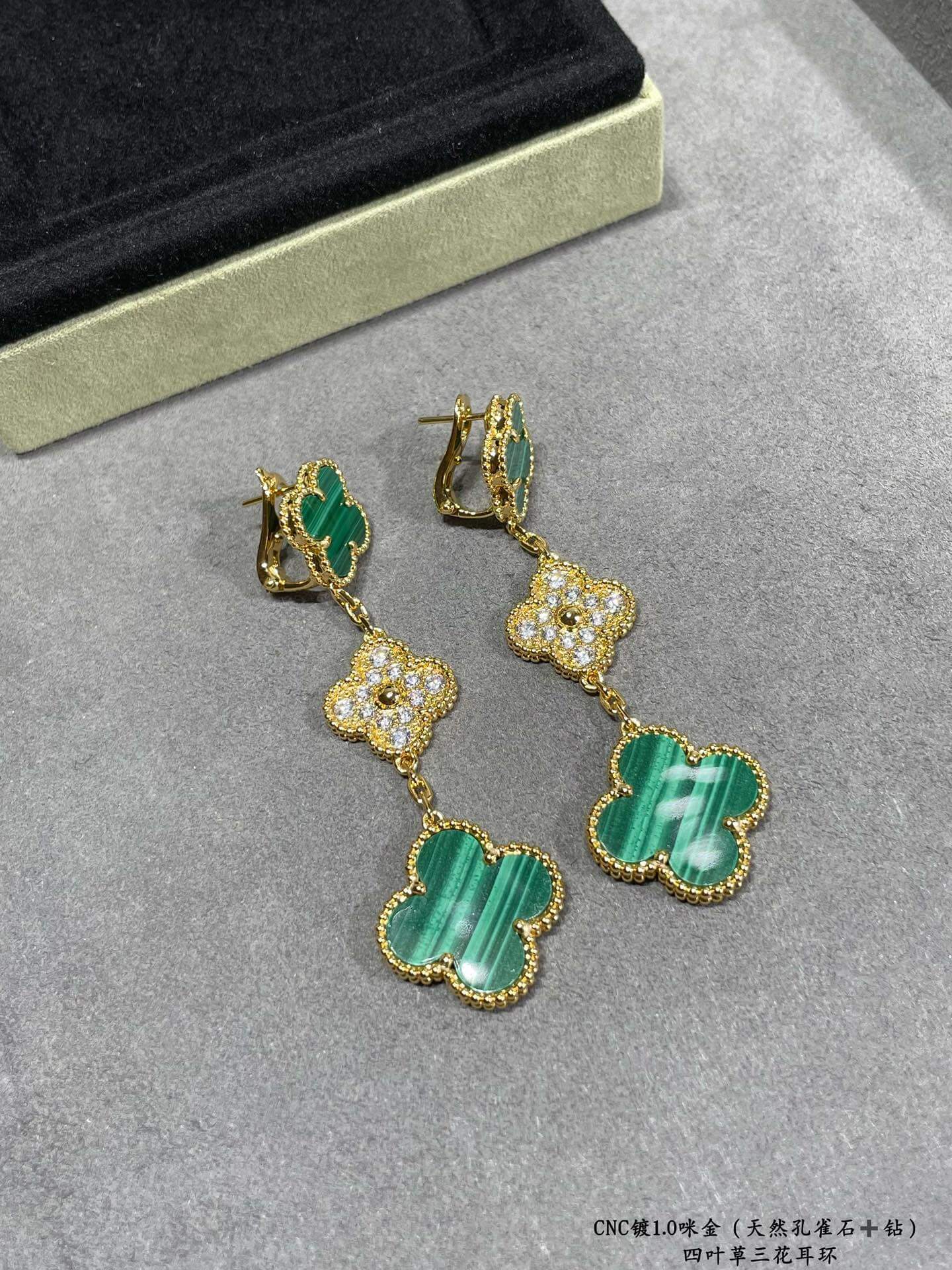 high fashion limited edition vca four leaf clover natural malachite necklace xl13168a2