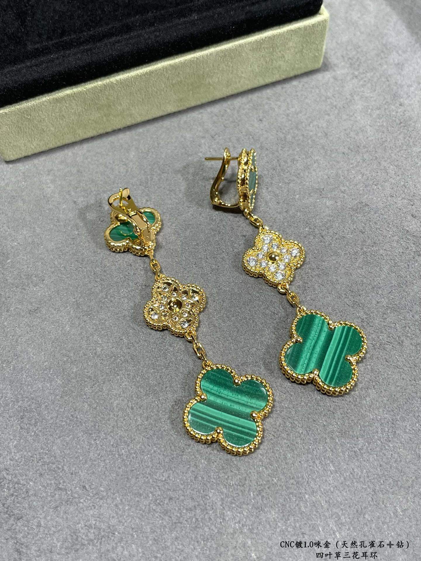 high fashion limited edition vca four leaf clover natural malachite necklace xl13168a2
