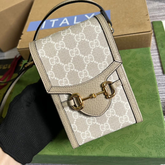 gc horsebit 1955 crossbody bag white 625615