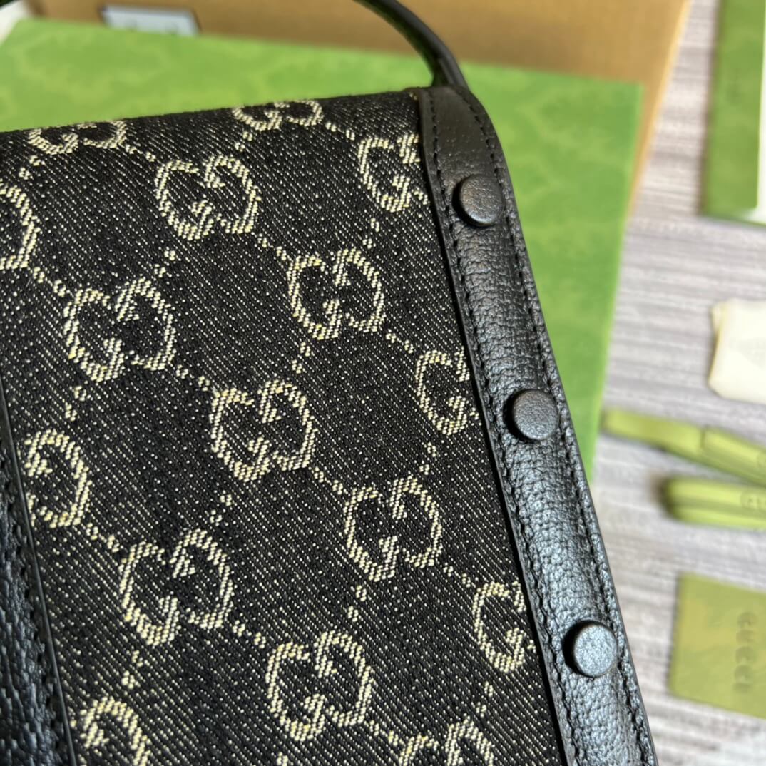 gc horsebit 1955 mini bag shoulder crossbody bag 625615 denim leather black