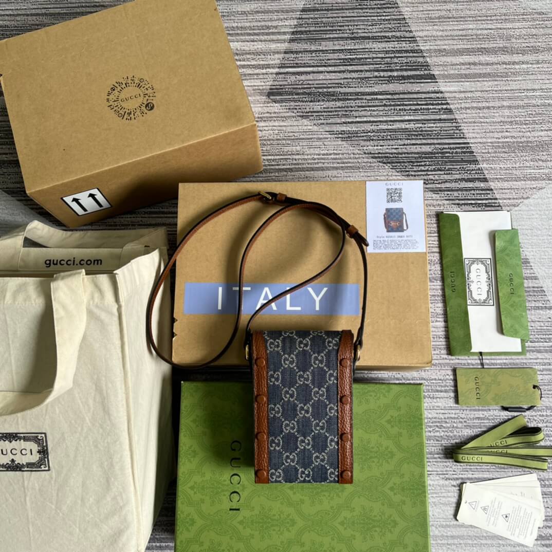 gc horsebit 1955 mini bag shoulder crossbody bag 625615 denim leather blue