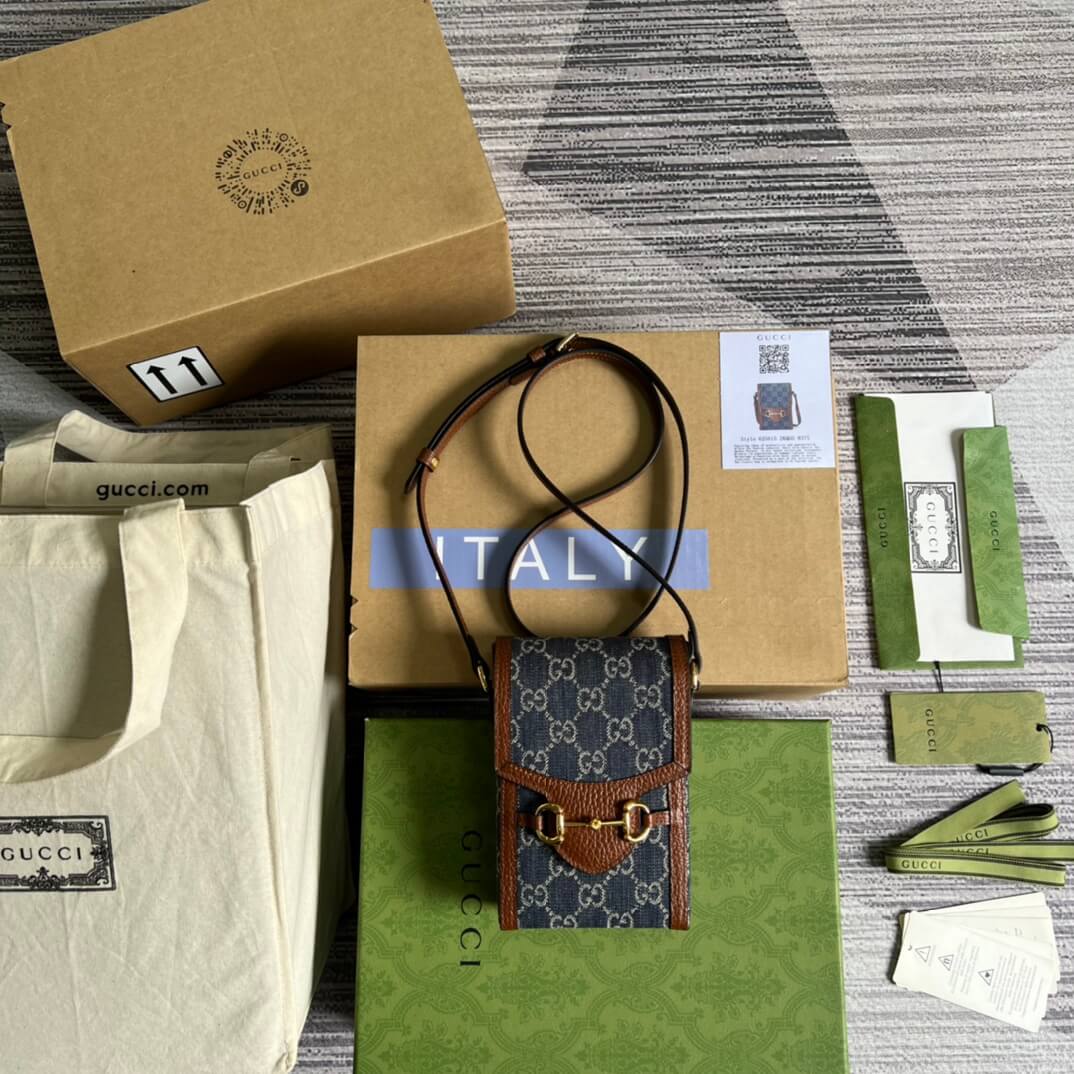 gc horsebit 1955 mini bag shoulder crossbody bag 625615 denim leather blue