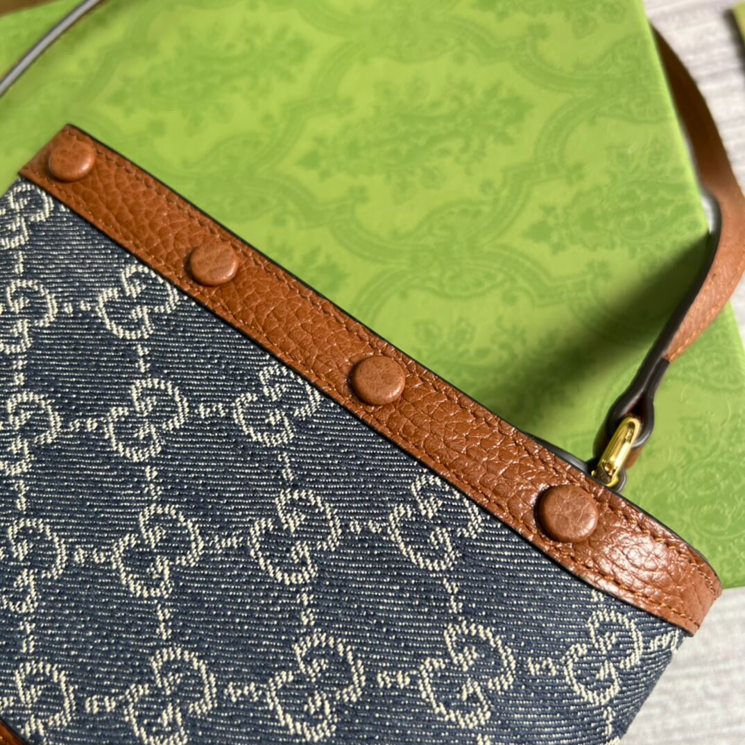 gc horsebit 1955 mini bag shoulder crossbody bag 625615 denim leather blue