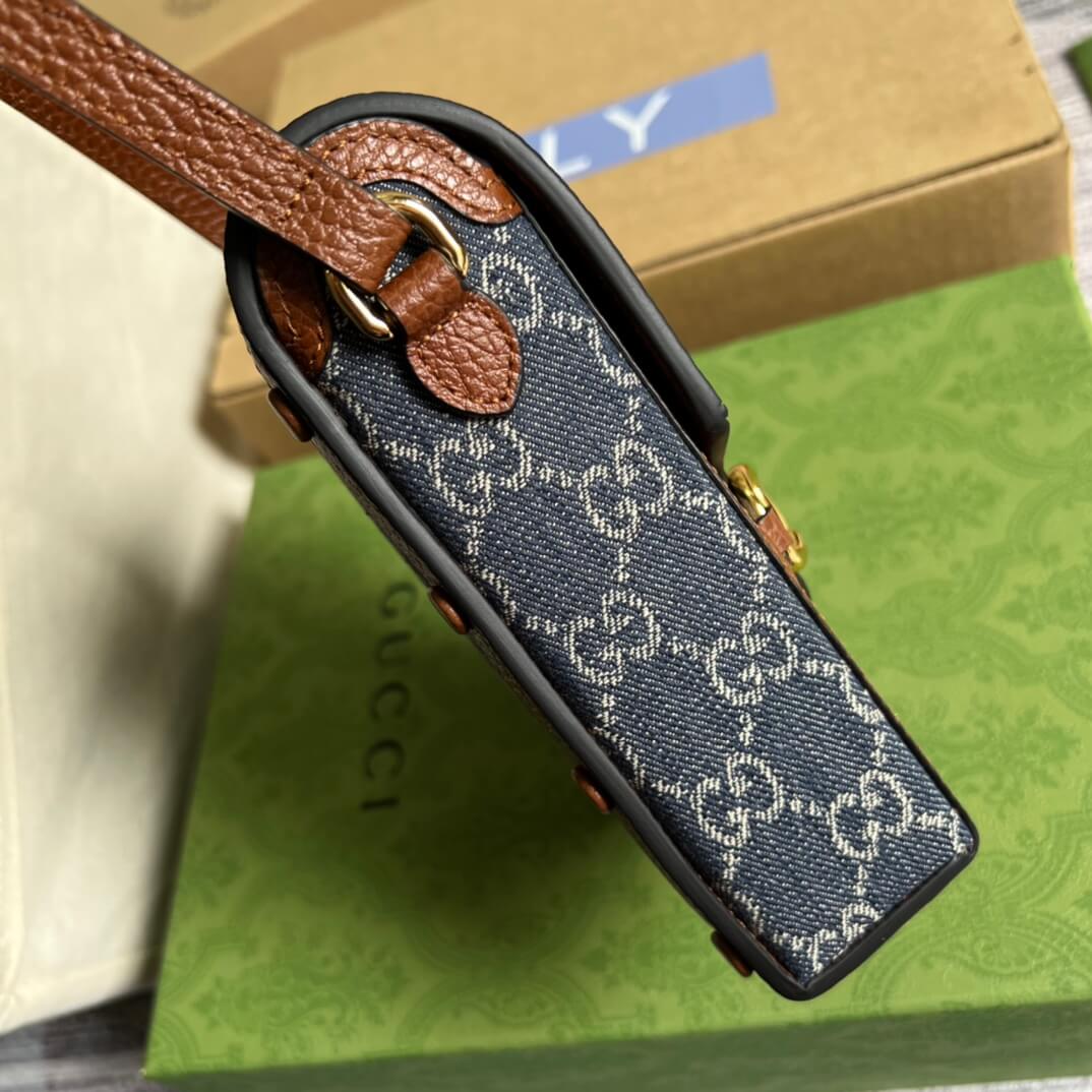 gc horsebit 1955 mini bag shoulder crossbody bag 625615 denim leather blue