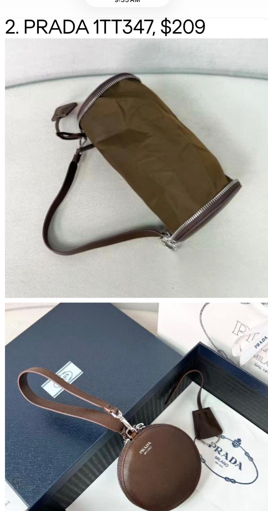 Prada Foldable Round Bag brown  1TT347