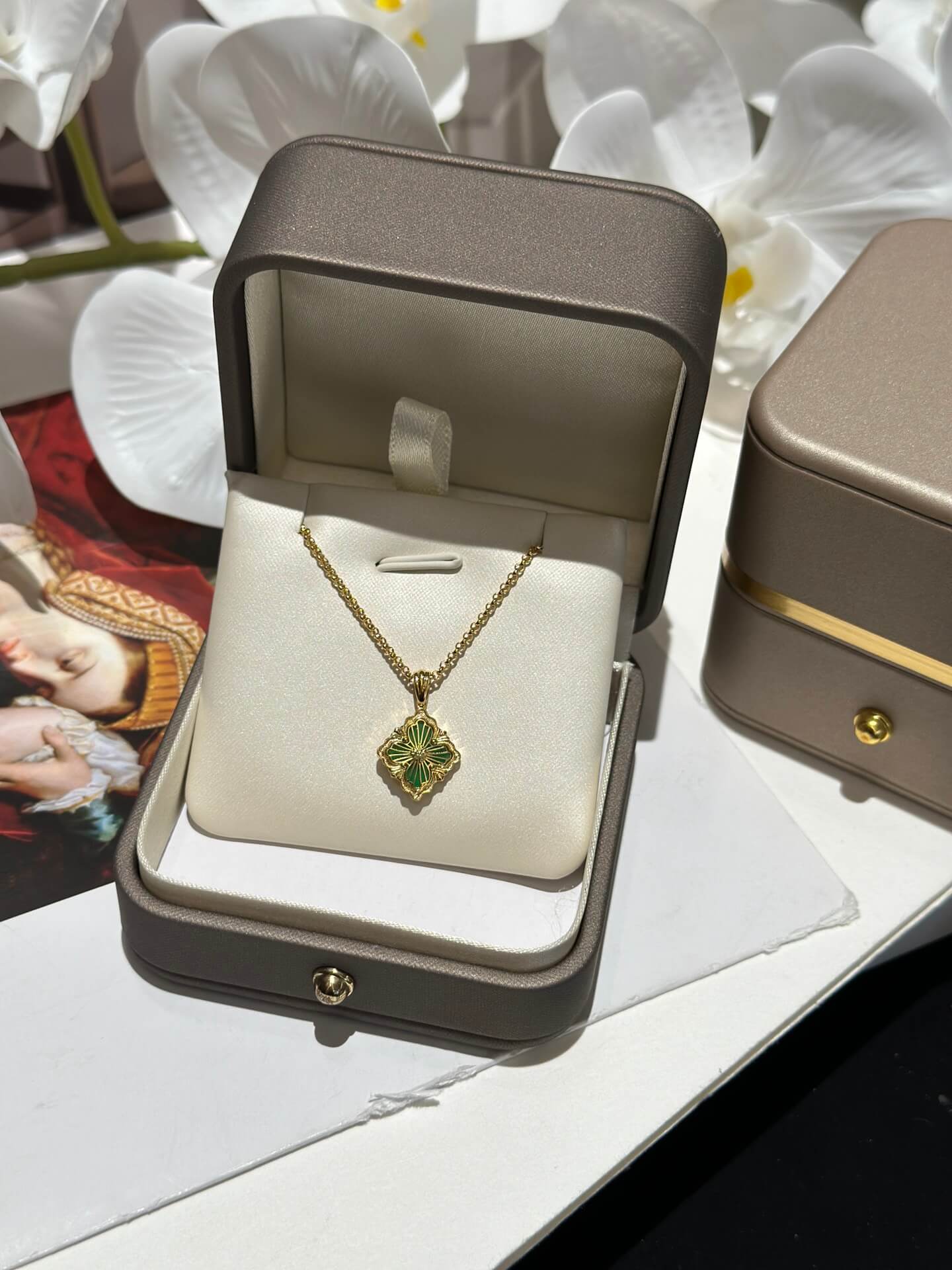 italian vintage fashion versatile high grade brushed four leaf grass diamond necklace xlc22