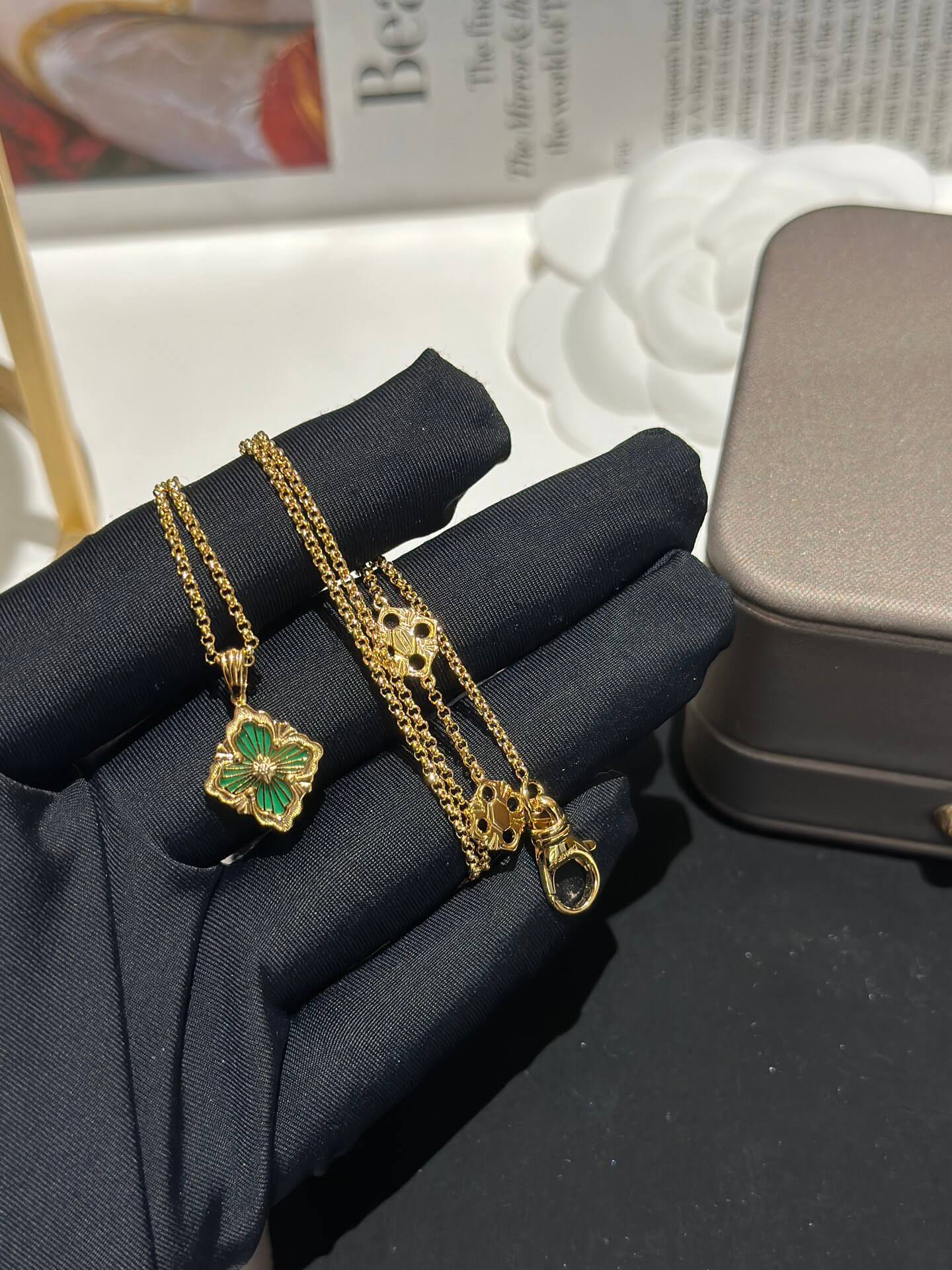italian vintage fashion versatile high grade brushed four leaf grass diamond necklace xlc22