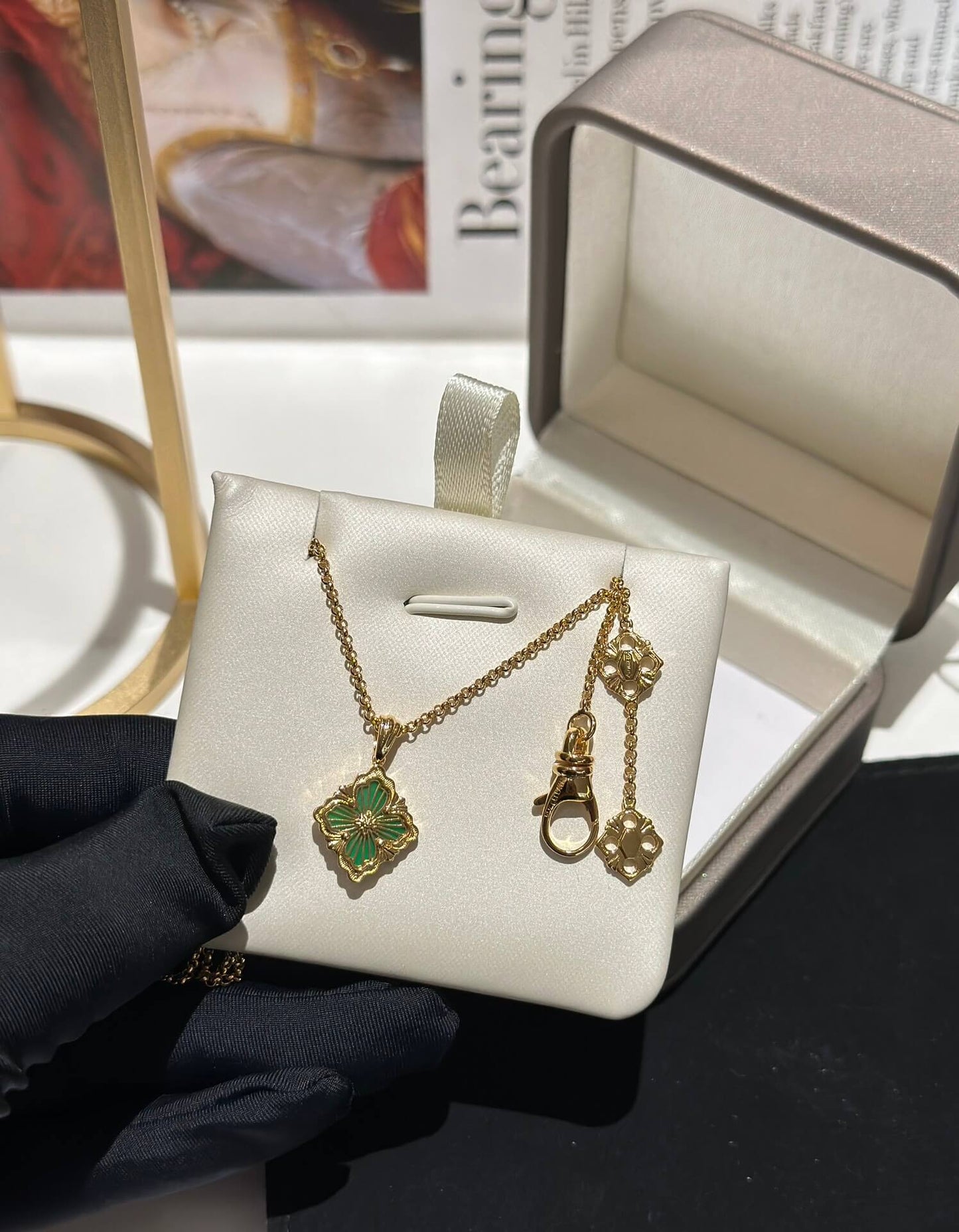 italian vintage fashion versatile high grade brushed four leaf grass diamond necklace xlc22