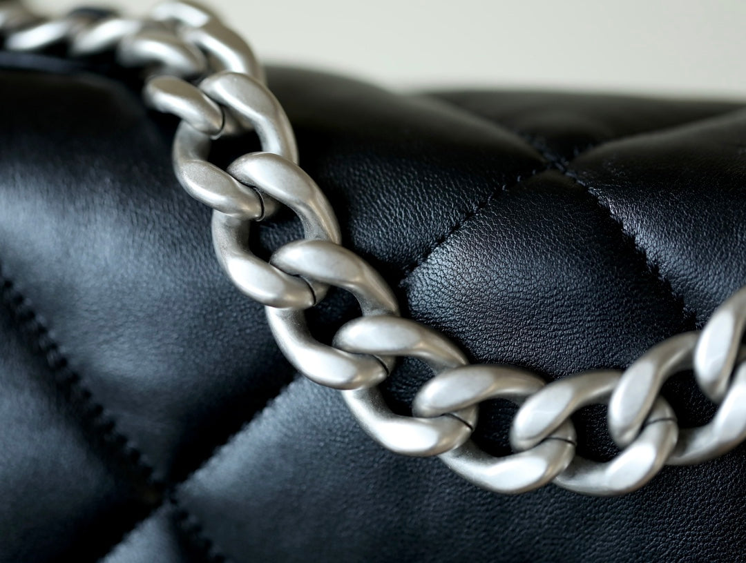original imported genuice cow leather full steel silver hardware black