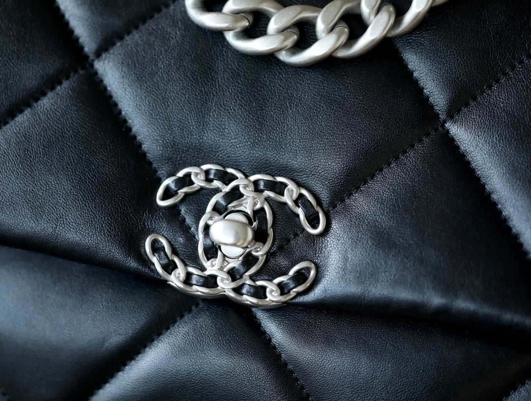 original imported genuice cow leather full steel silver hardware black