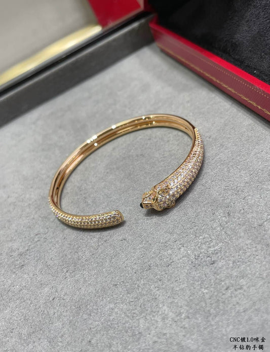 korean version domineering diamond inlaid fine edition half diamond leopard bracelet for couples sz13168a11