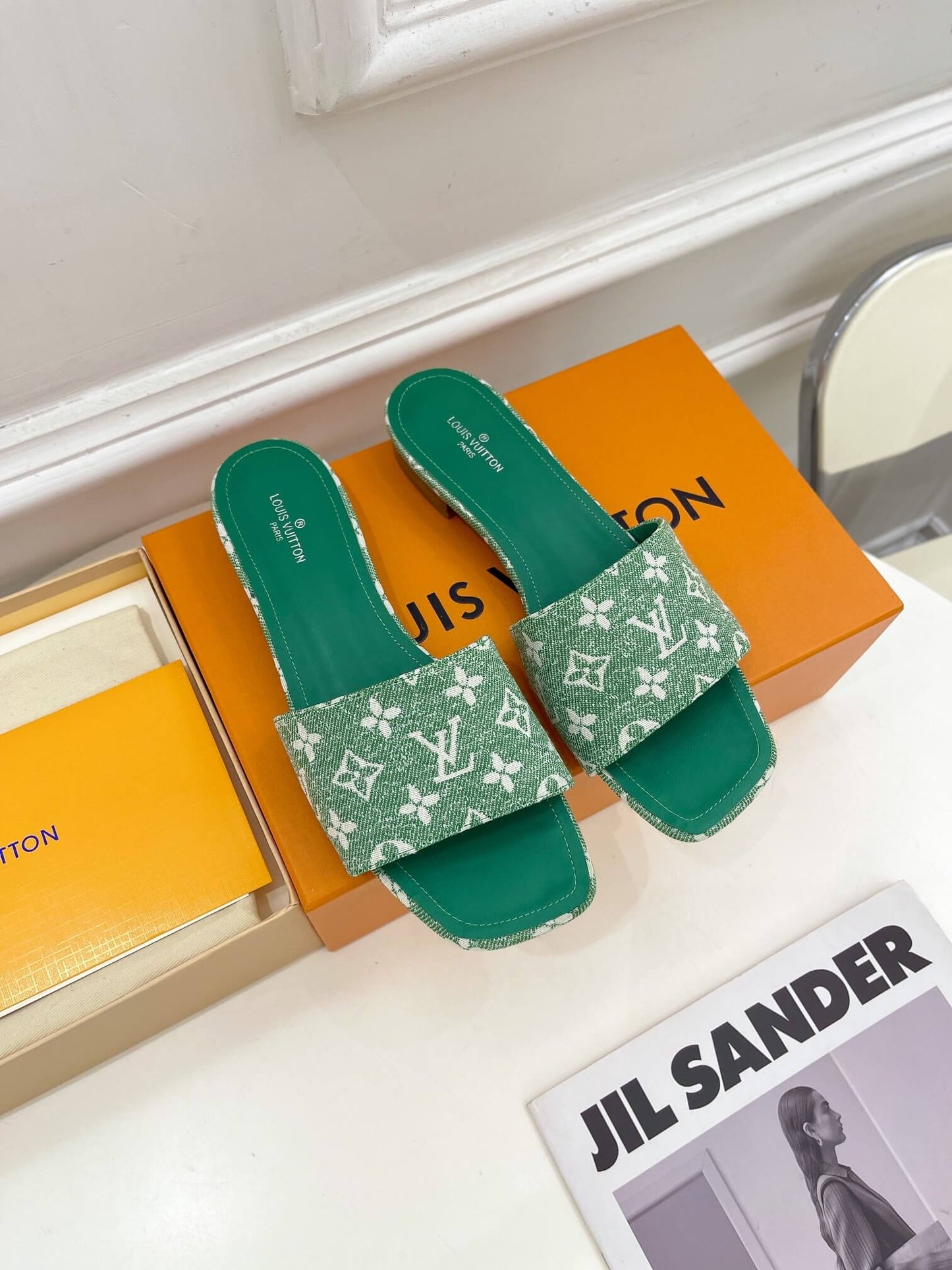 l060101 slipper womens shoes 35 40 code green lambskin