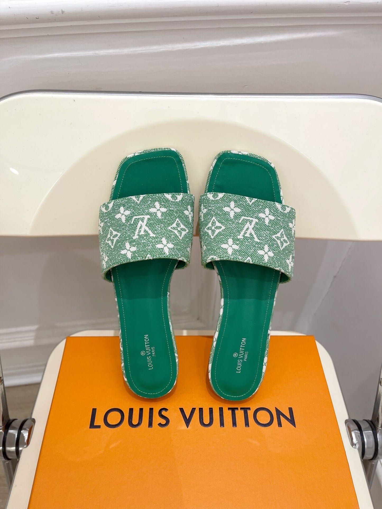 l060101 slipper womens shoes 35 40 code green lambskin