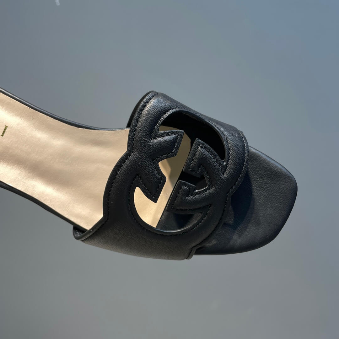 l 070601 slipper womens shoes cowhide black new spring and summer free shipping