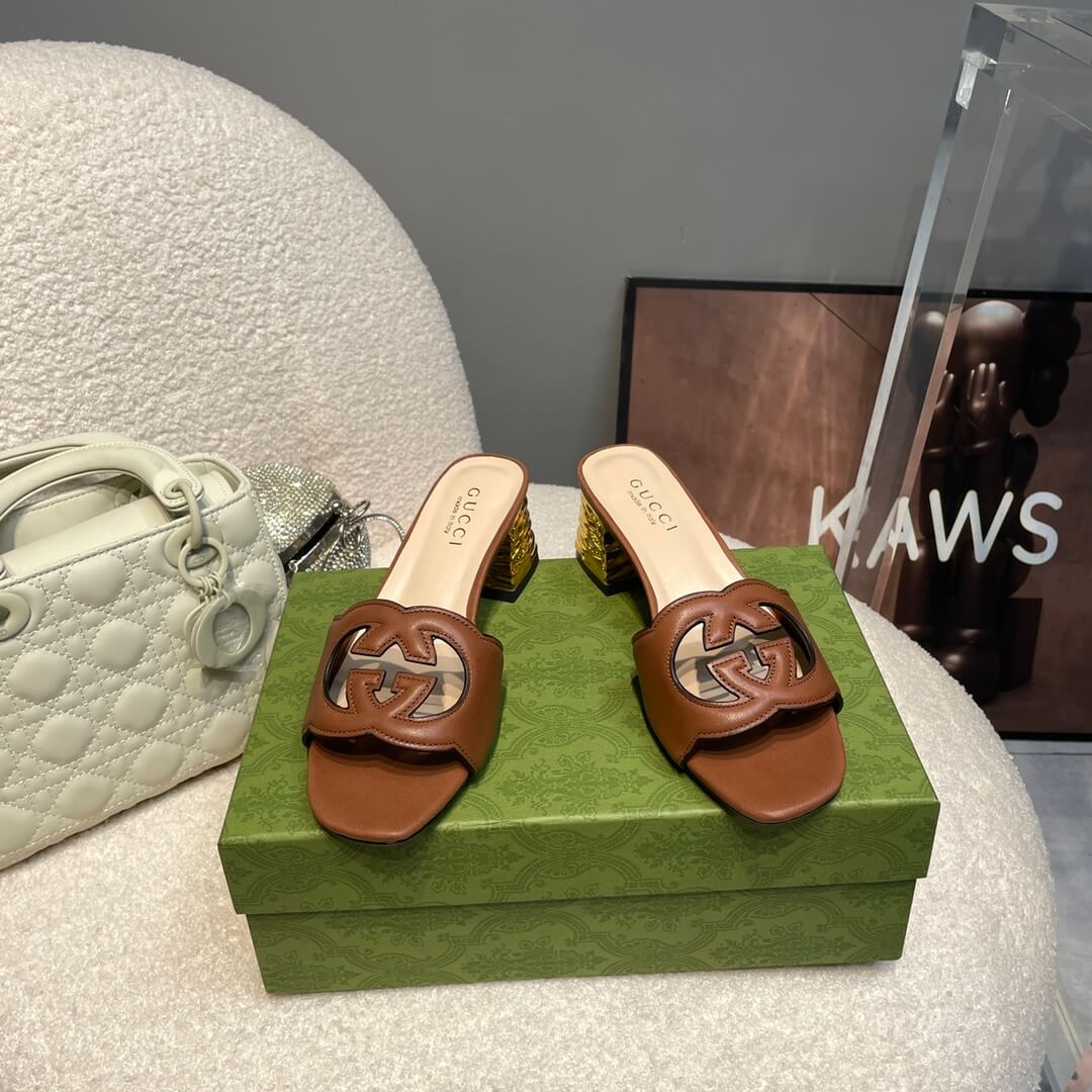 l070601 slipper womens shoes cowhide brown new spring and summer