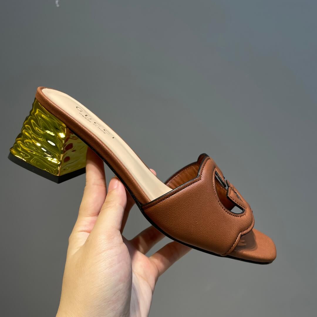 l070601 slipper womens shoes cowhide brown new spring and summer