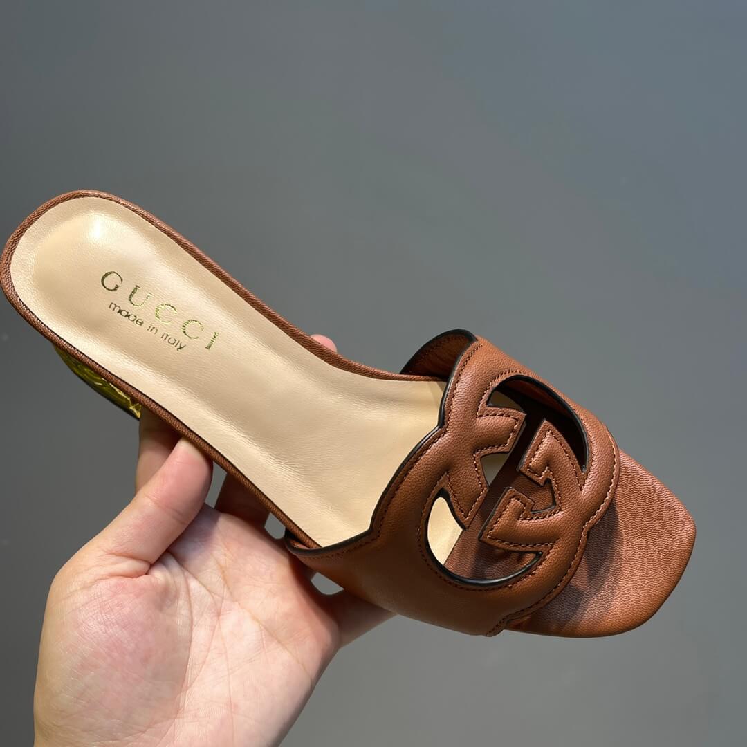 l070601 slipper womens shoes cowhide brown new spring and summer