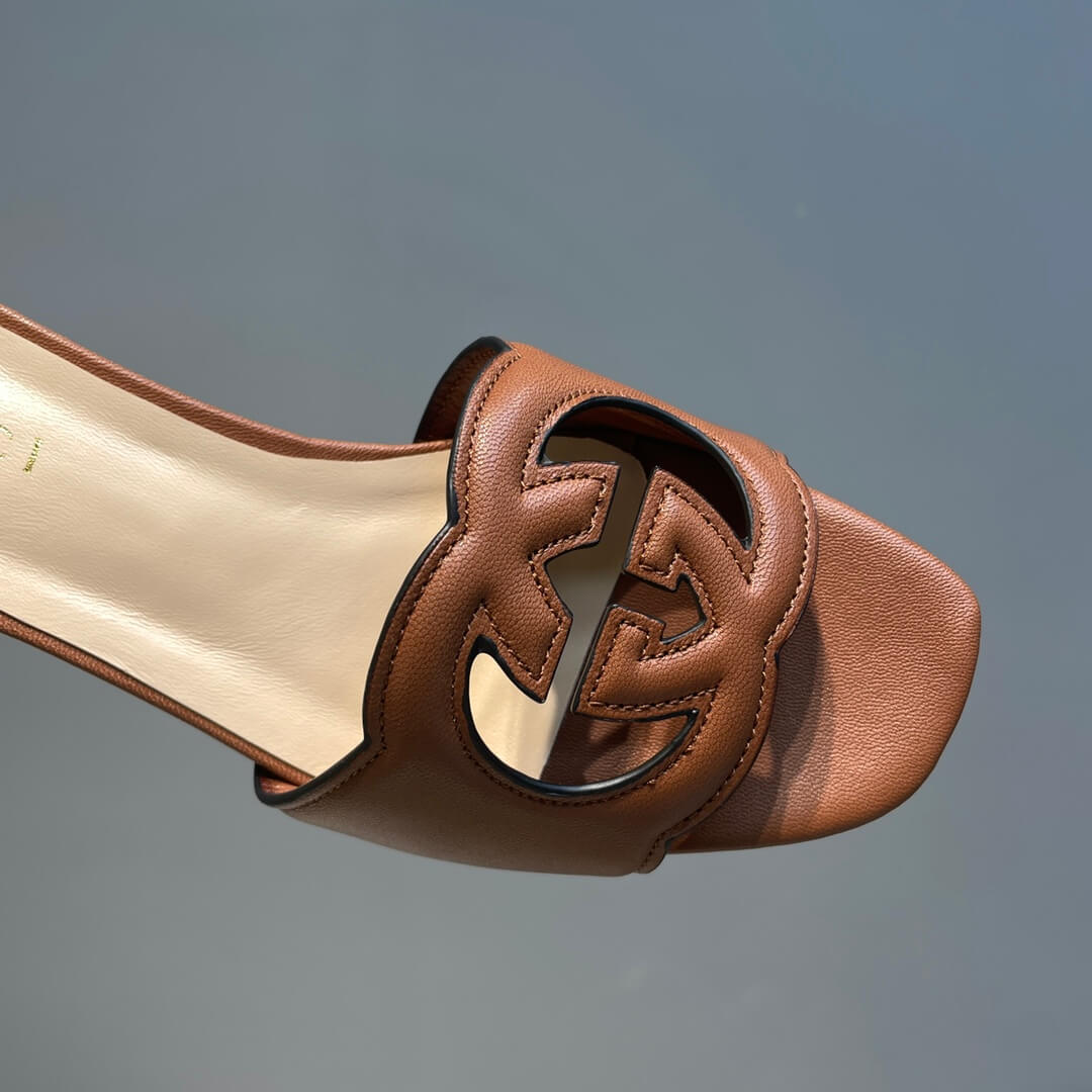 l070601 slipper womens shoes cowhide brown new spring and summer