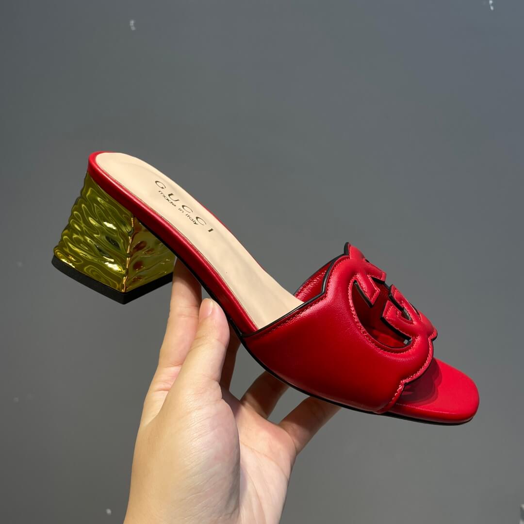 l 070601 slipper womens shoes cowhide red new spring and summer