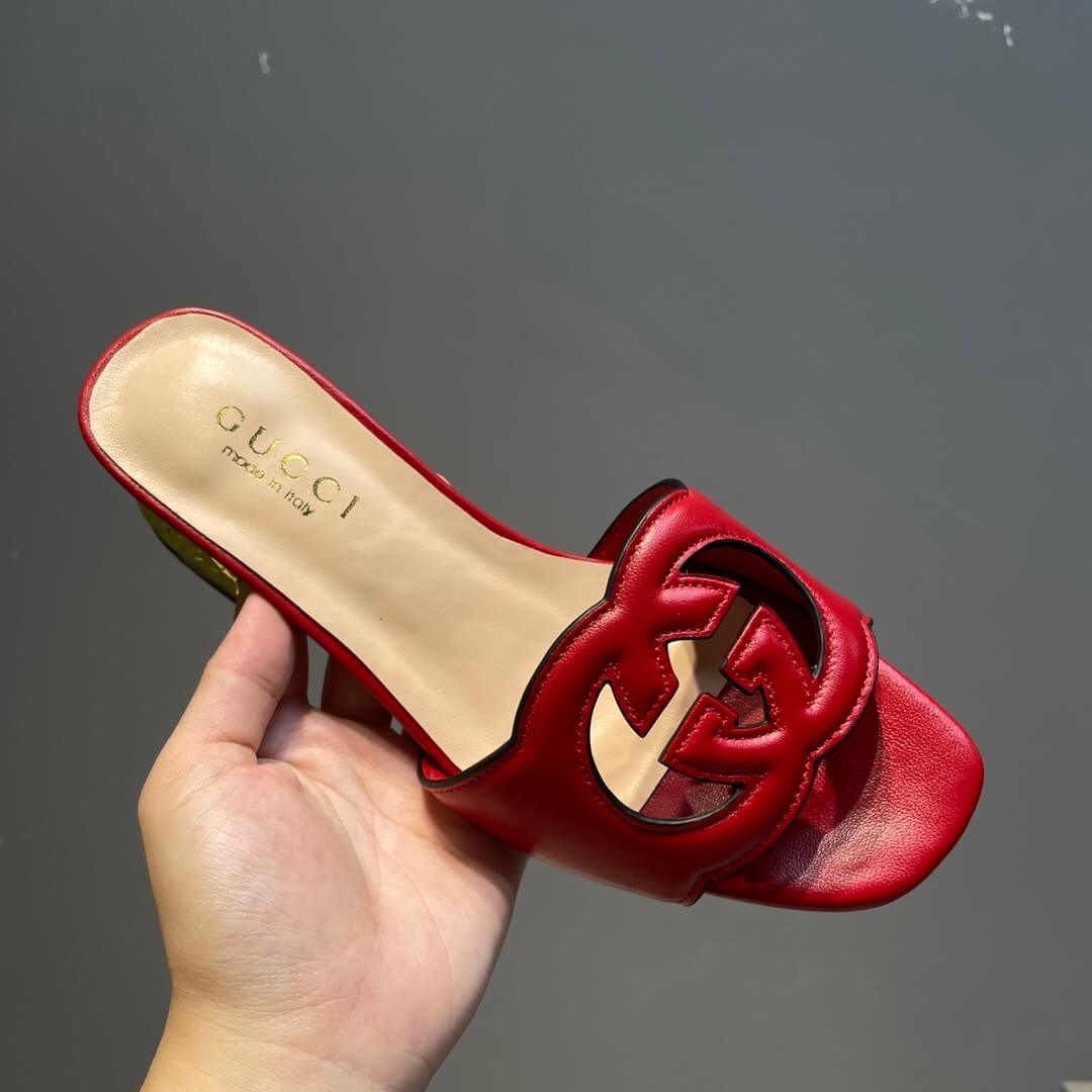 l 070601 slipper womens shoes cowhide red new spring and summer