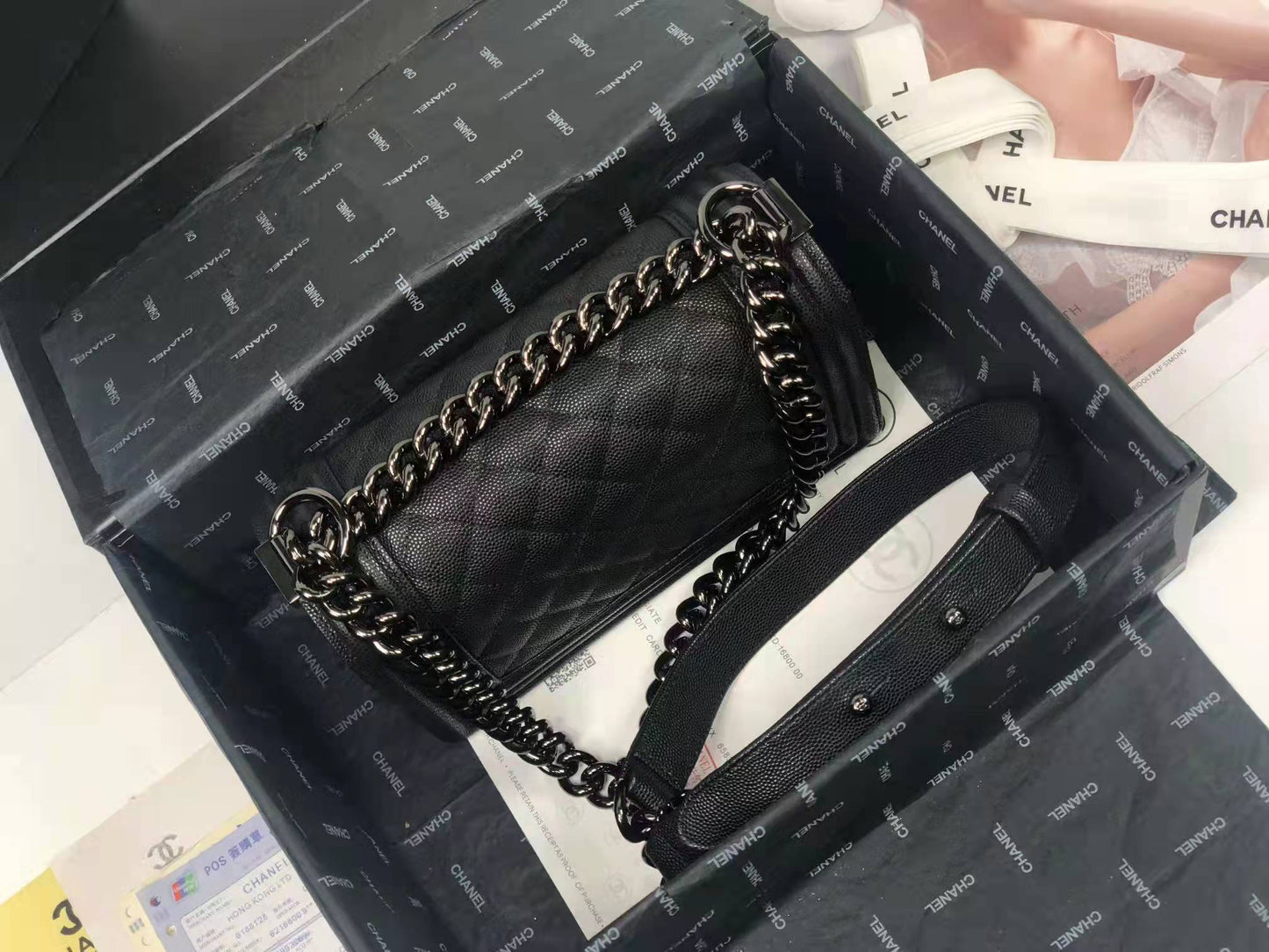 leboy 20 black hardware caviar cowhide edge
