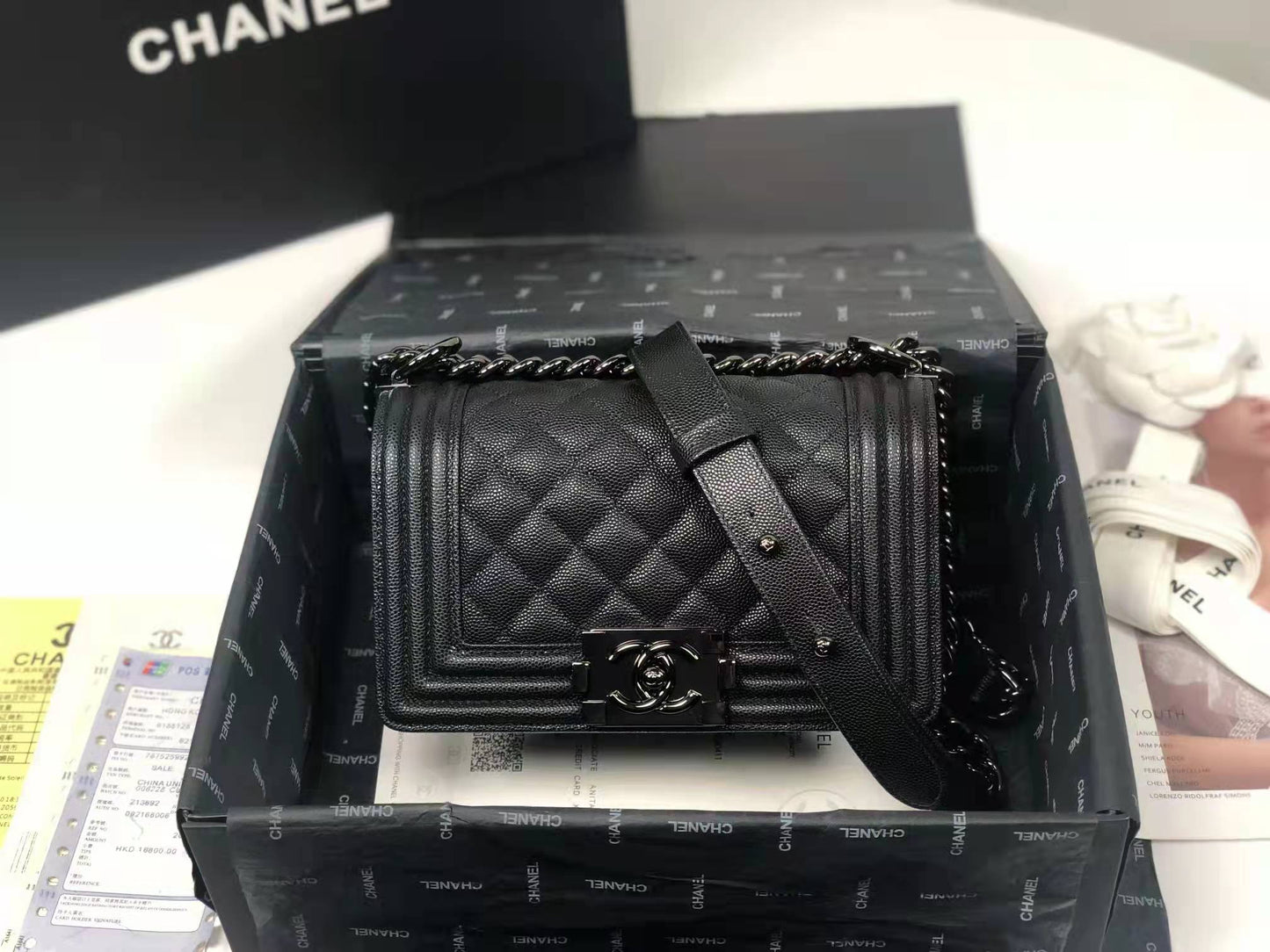leboy 20 black hardware caviar cowhide edge