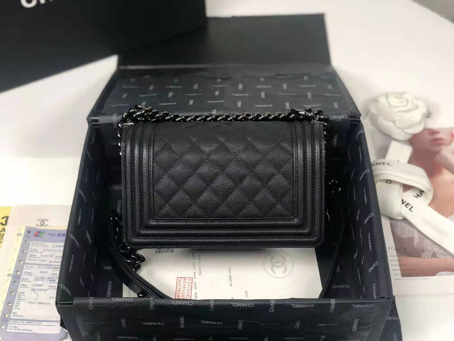 leboy 20 black hardware caviar cowhide edge