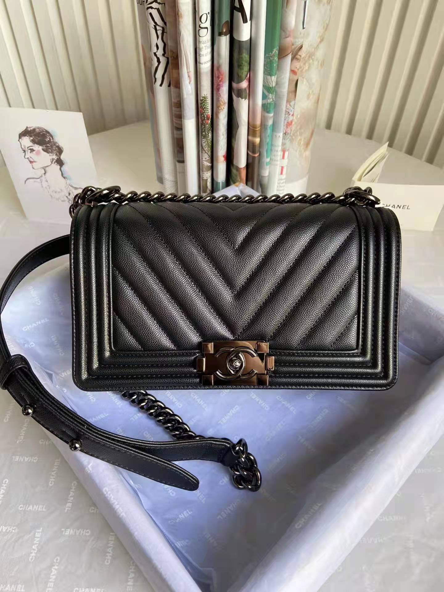 CHANEL LEBOY V STYLE black hardware